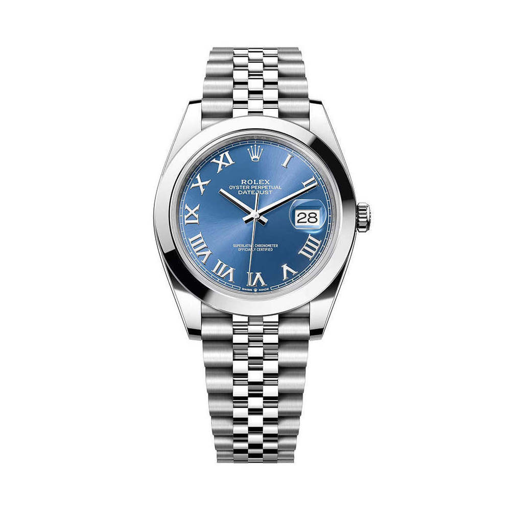 Rolex DateJust 41mm 126300 Oystersteel Jubilee Roman Azzurro Blue