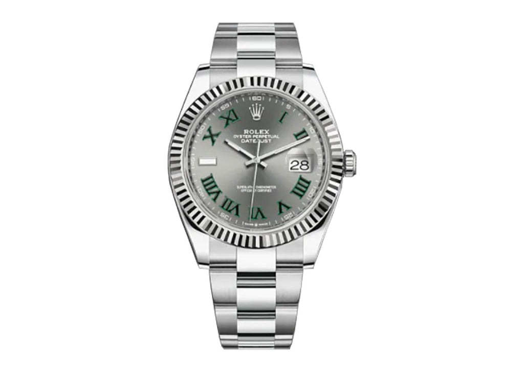 Rolex Datejust 41mm 126334 Oystersteel Fluted Wimbledon Slate Dial PrymTime Watches