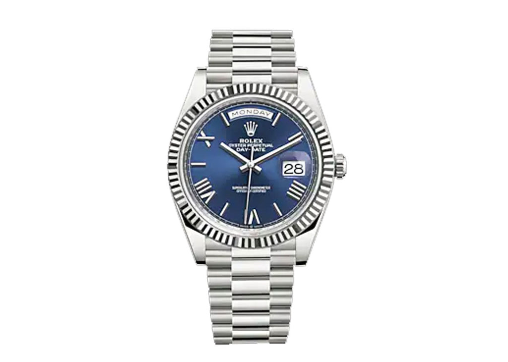 Rolex president white gold blue dial hotsell