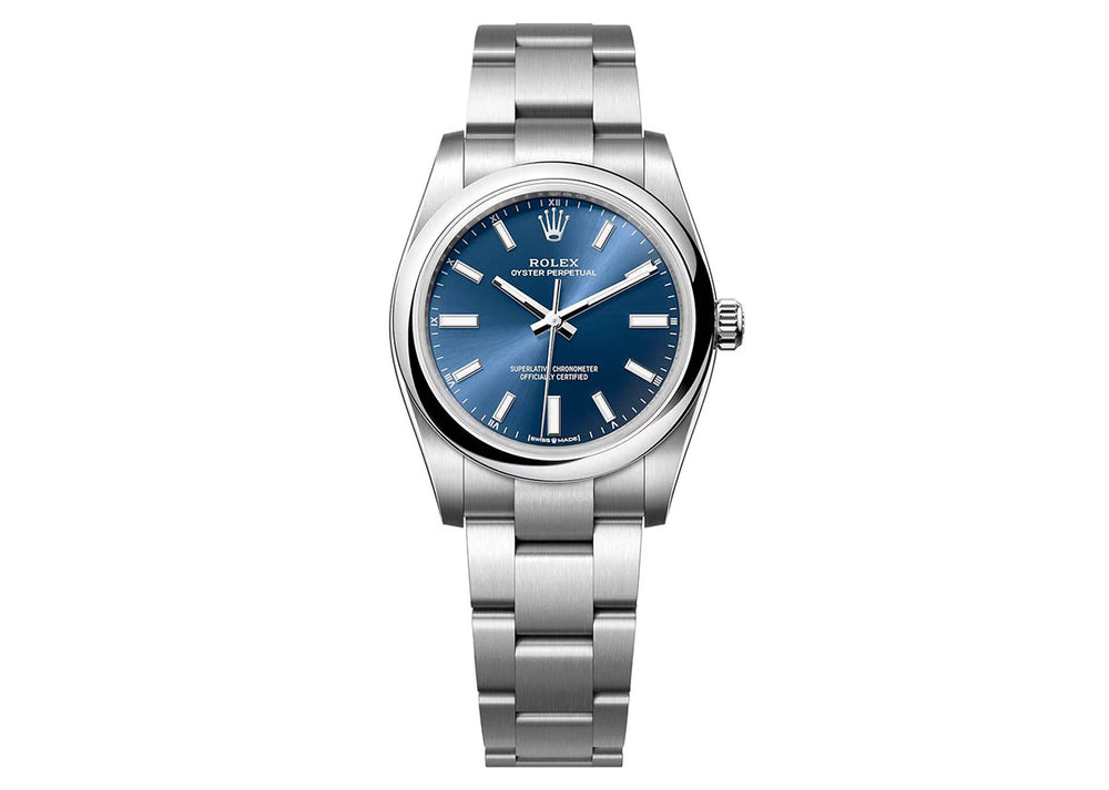 Rolex Oyster Perpetual 34mm 124200 Oystersteel Bright Blue Dial