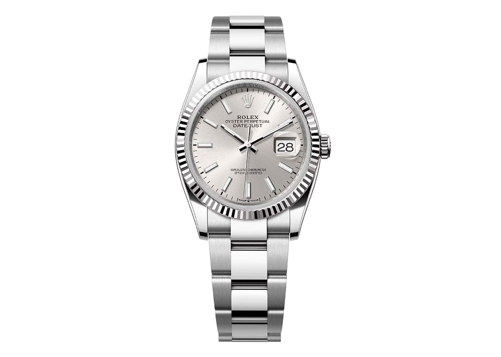 Rolex DateJust 36mm 126234 Oystersteel Fluted Bezel Silver Dial