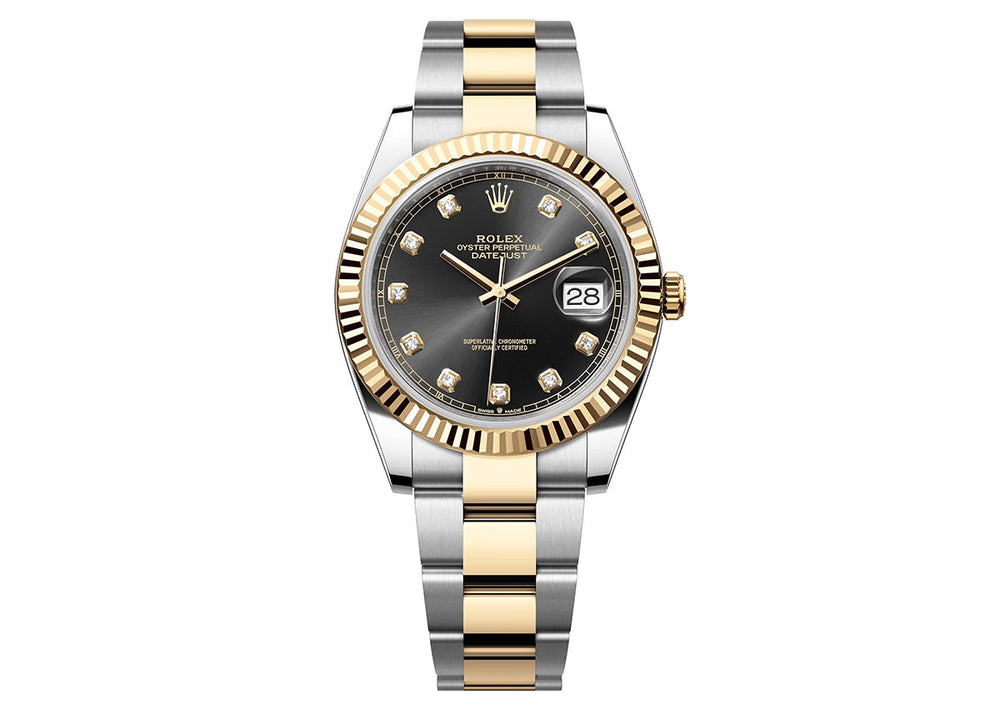 Rolex Datejust 41mm 126333 Two Tone Oyster Black Diamond Dial PrymTime Watches