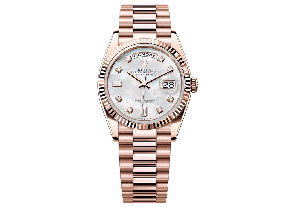 Rolex Day-Date 36mm 128235 Everose Gold President Mother of Pearl Diamond Dial