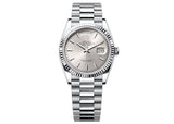 Rolex Day-Date 36mm 128236 Platinum President Silver Dial