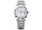 Rolex Day-Date 36mm 128236 Platinum President Fluted Mother-of-Pearl Dial
