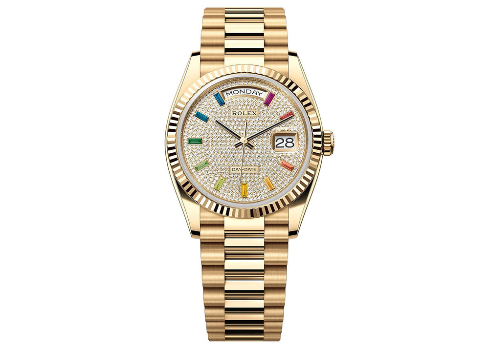 Rolex Day-Date 36mm 128238 Yellow Gold President Diamond-Paved Dial