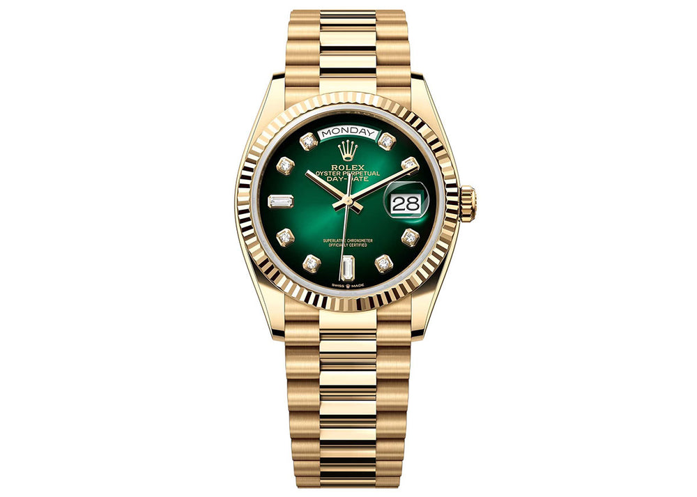 Rolex Day-Date 36mm 228238 Yellow Gold President Green Ombre Diamond Dial