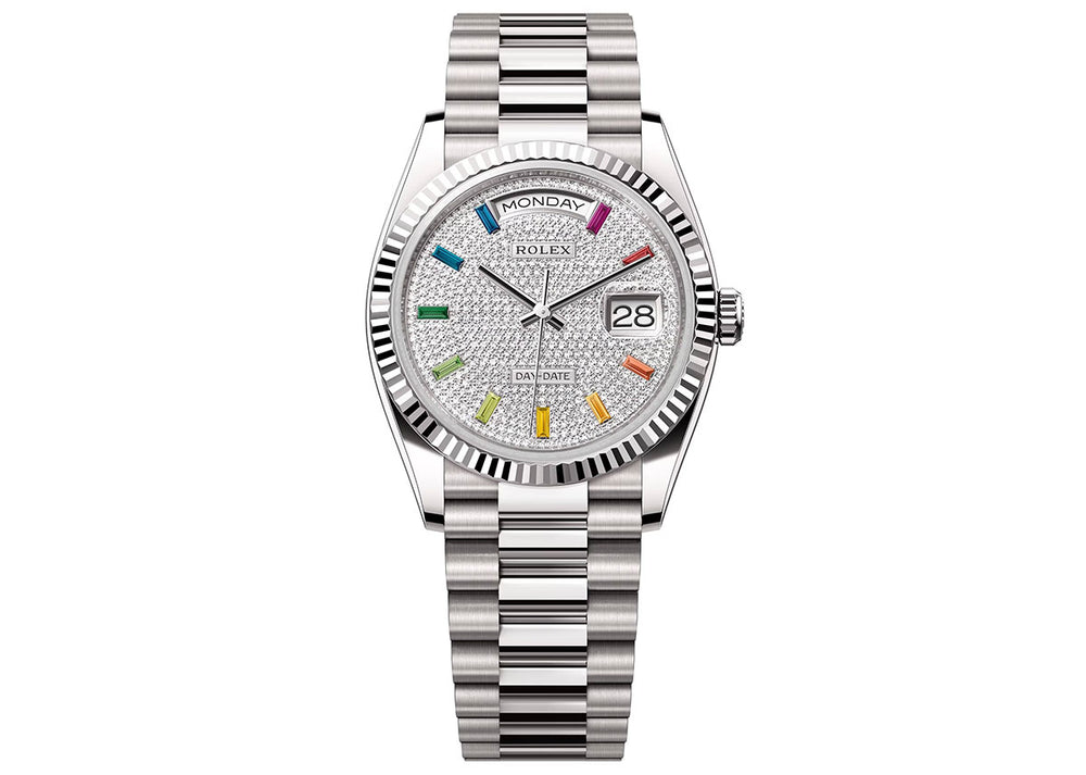 Rolex Day-Date 36mm 128239 White Gold President Diamond-Paved Dial