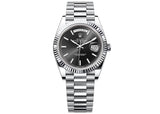 Rolex Day-Date 40mm 228236 Platinum President Fluted Bezel Black Dial