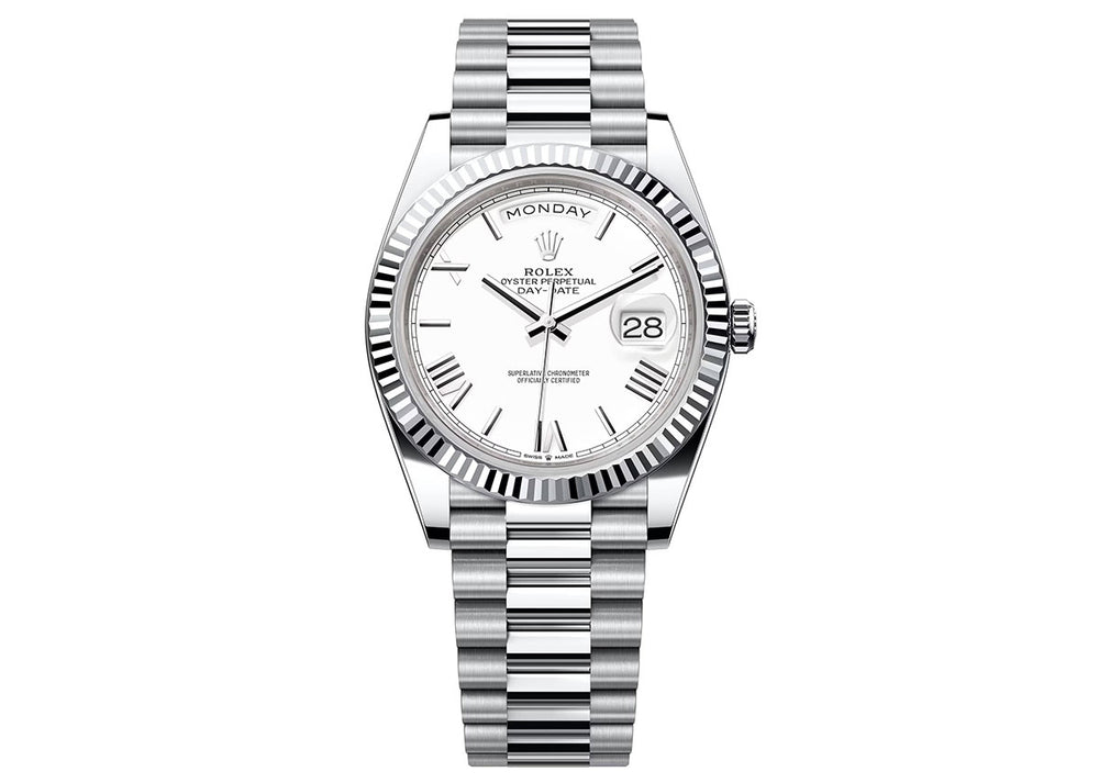 Rolex Day-Date 40mm 228236 Platinum President White Roman Dial