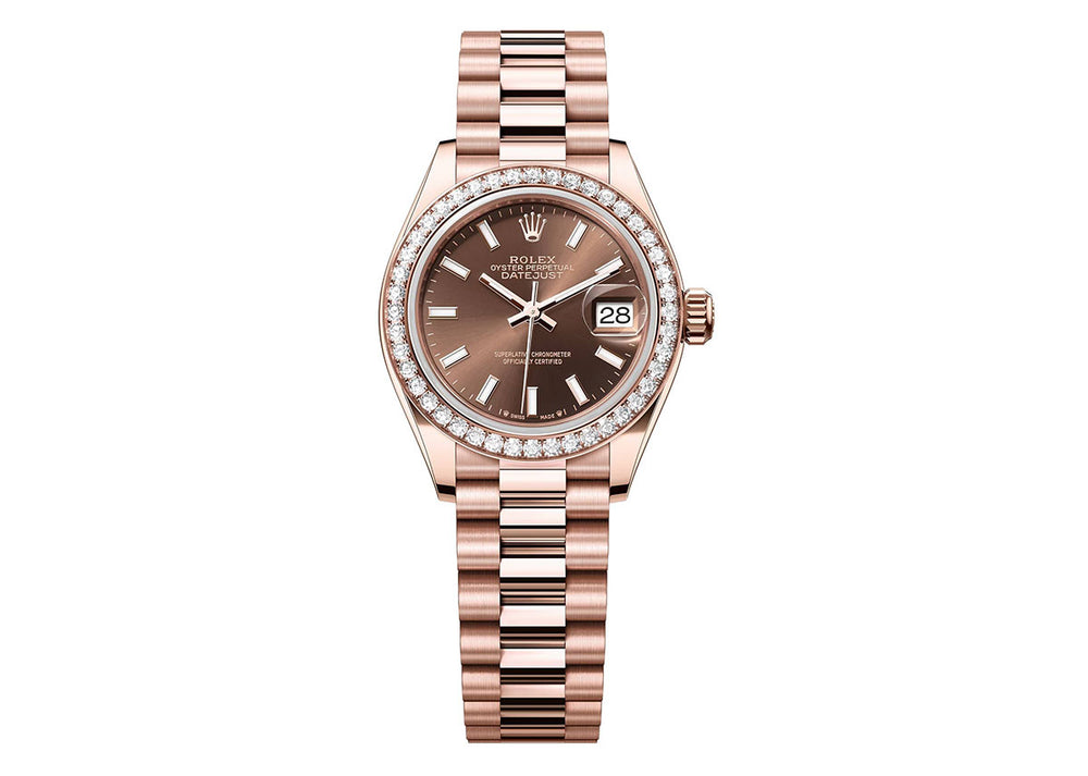 Rolex Lady-Datejust 28mm 279135 Everose Gold chocolate Dial