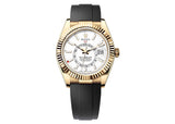 Rolex Sky Dweller 42mm 326238 Yellow Gold Oysterflex White Dial