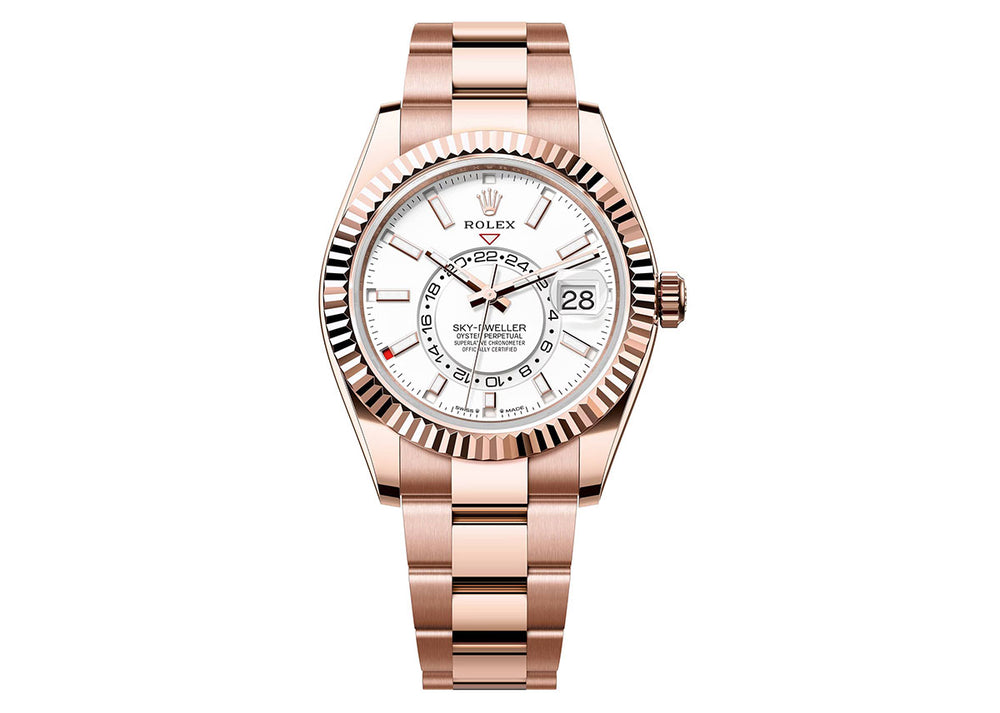 Rolex Sky Dweller 42mm 326935 Everose Gold Oyster White Dial