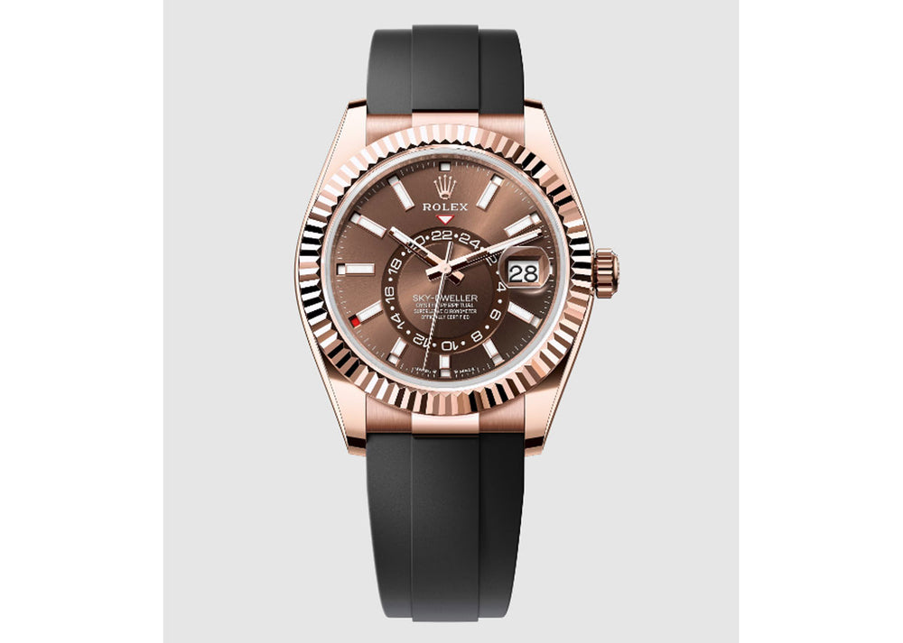 Rolex Sky-Dweller 42mm 336235 Everose Gold Oysterflex Chocolate Dial