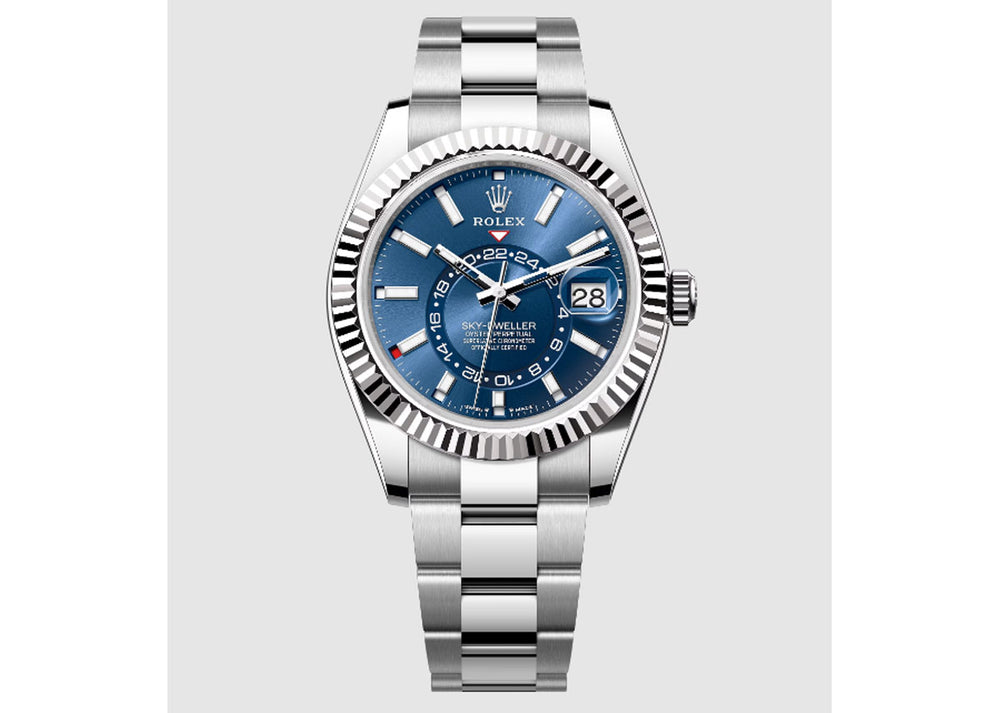 Rolex Sky-Dweller 42mm 336934 Oystersteel Fluted Bright Blue Dial
