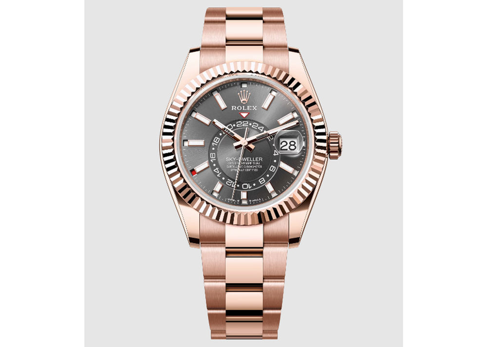 Rolex Sky-Dweller 42mm 336935 Everose Gold Oyster Fluted Slate Dial