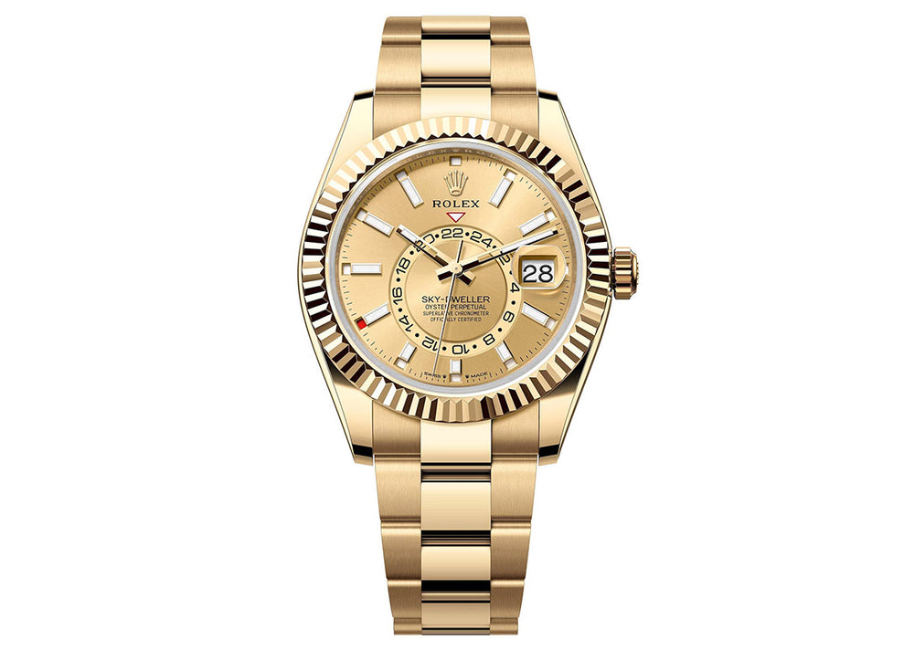 Rolex Sky-Dweller 42mm 336938 Yellow Gold Oyster Champagne Dial