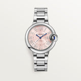 Cartier Ballon Bleu De Watch 33mm WSBB0068 Pink Dial Steel 