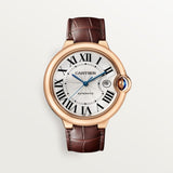 Cartier Ballon Bleu De Watch 42mm WGBB0030 Silver Dial Leather 