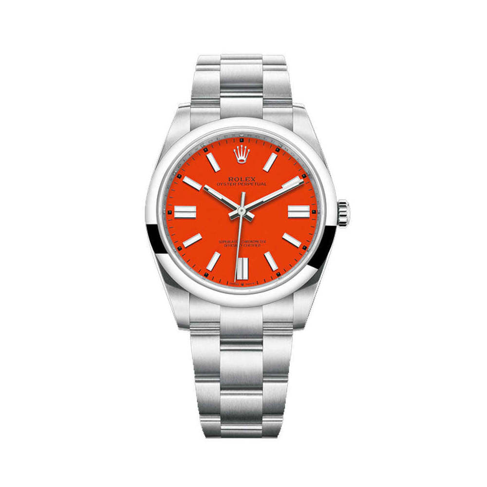 Rolex Oyster Perpetual 41mm 124300 Oystersteel Coral Red Dial 1