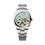 Rolex Oyster Perpetual 41mm 124300 Oystersteel Celebration Motif Turquoise Blue Dial 1