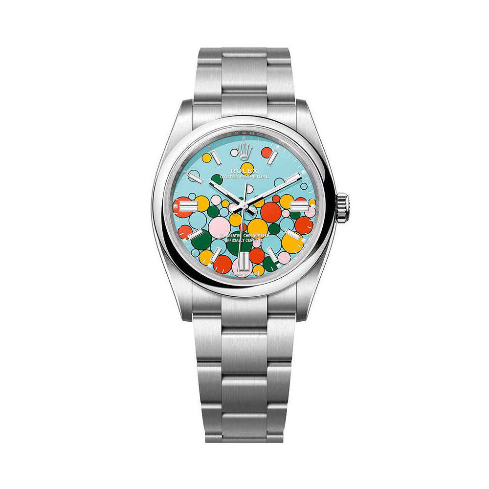 Rolex Oyster Perpetual 36mm 126000 Oystersteel Celebration Motif Turquoise Blue Dial 1