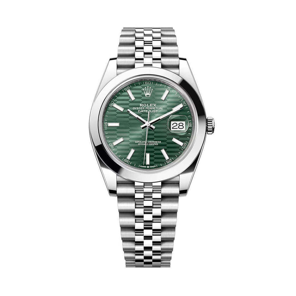 Rolex DateJust 41mm 126300 Oystersteel Jubilee Green Motif Dial 1