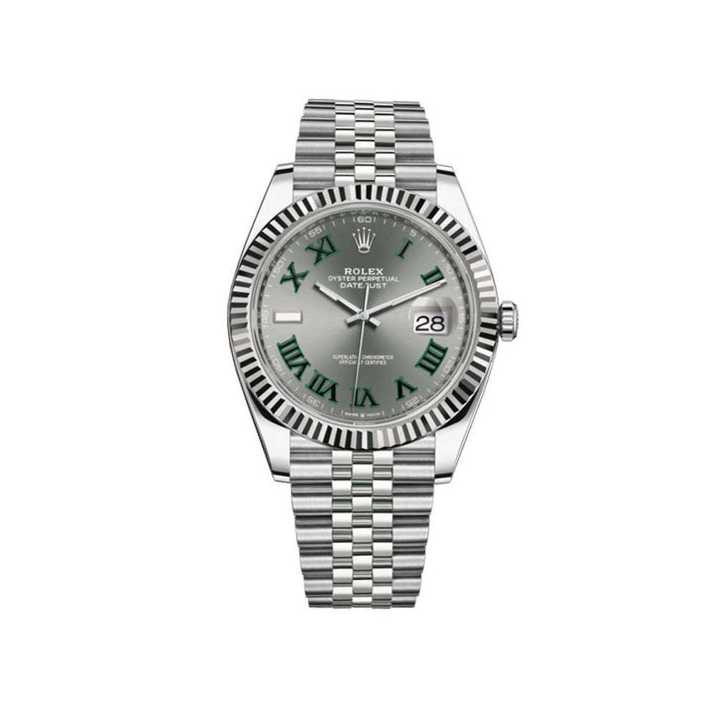 Rolex Datejust 41mm 126334 Oyster Jubilee Fluted Wimbledon Slate Dial 1