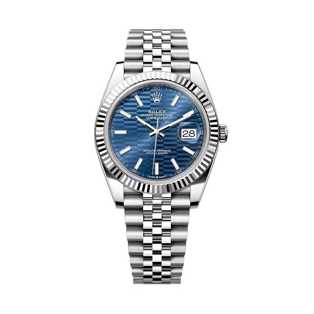 Rolex DateJust 41mm 126334 Jubilee Fluted Bright Blue Motif Dial 1