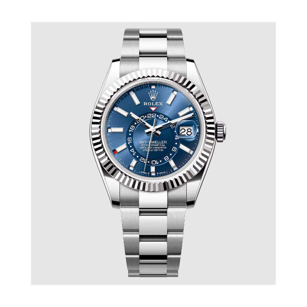 Rolex Sky-Dweller 42mm 336934 Oystersteel Fluted Bright Blue Dial 1