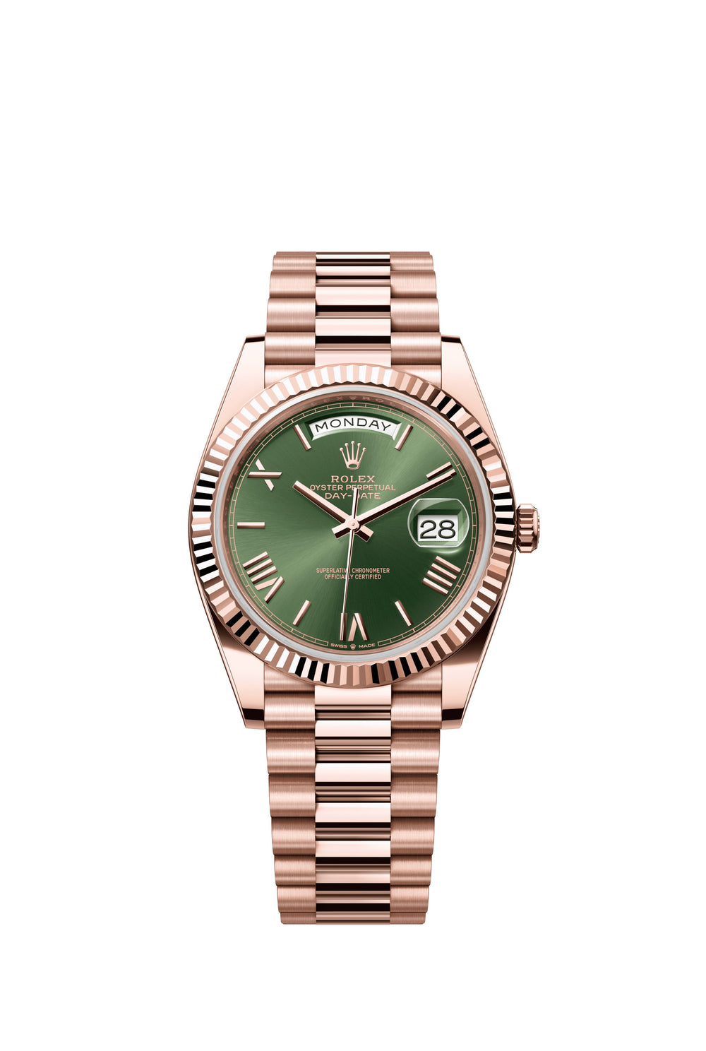Rolex Day-Date 40 mm 228235 President Fluted Green Dial Unworn/Complete/2023+ 