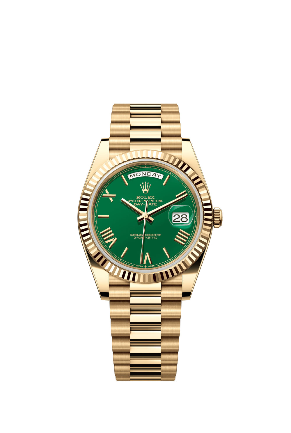 Rolex Day-Date 40 mm 228238 President Fluted Green Dial Unworn/Complete/2023+ 