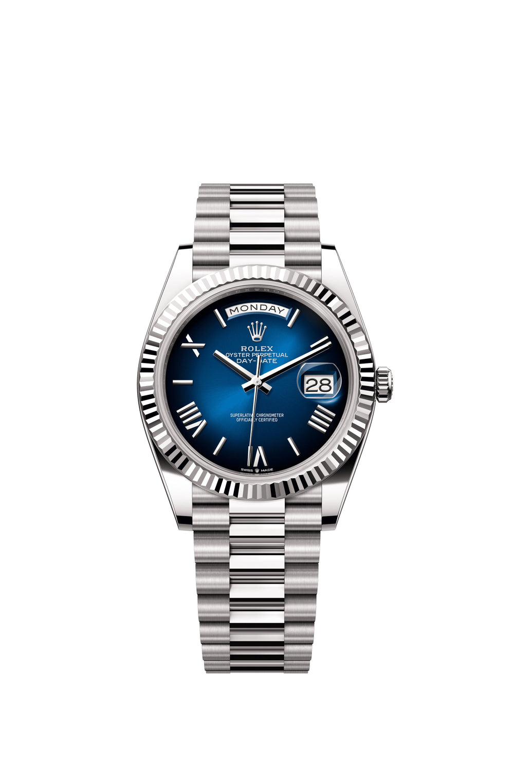 Rolex Day-Date 40 mm 228239-0076 President Fluted Blue Dial Unworn/Complete/2023+ 
