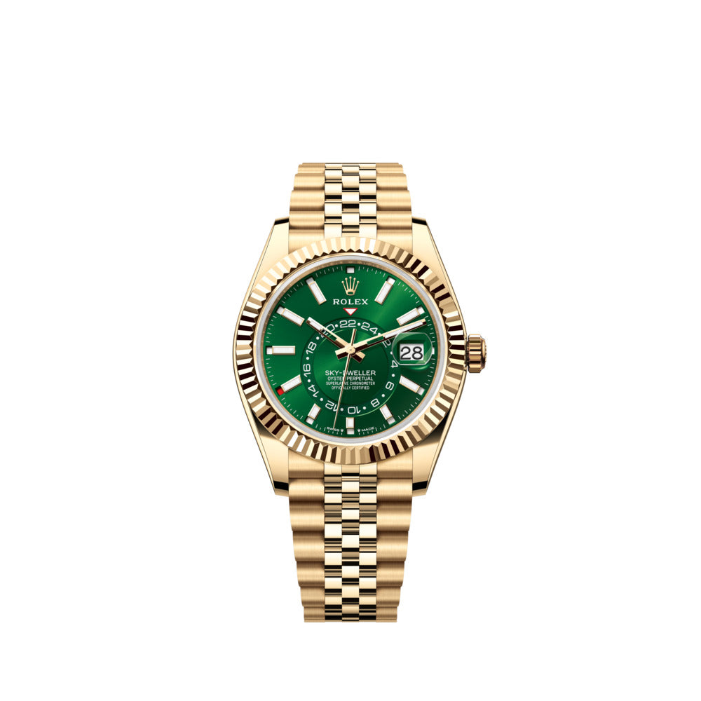 Rolex Sky-Dweller 42mm 336938 Yellow Gold Jubilee Bright Green Dial Unworn/Complete/2025