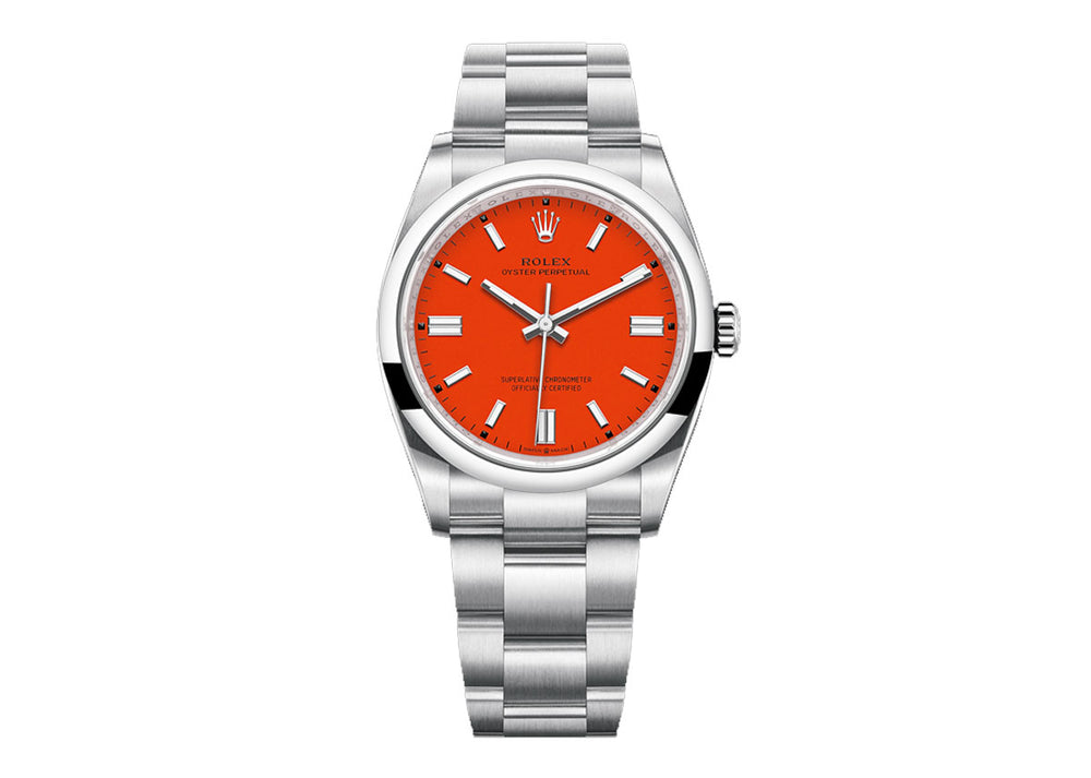 Rolex Oyster Perpetual 36mm 126000 Oystersteel Coral Red Dial